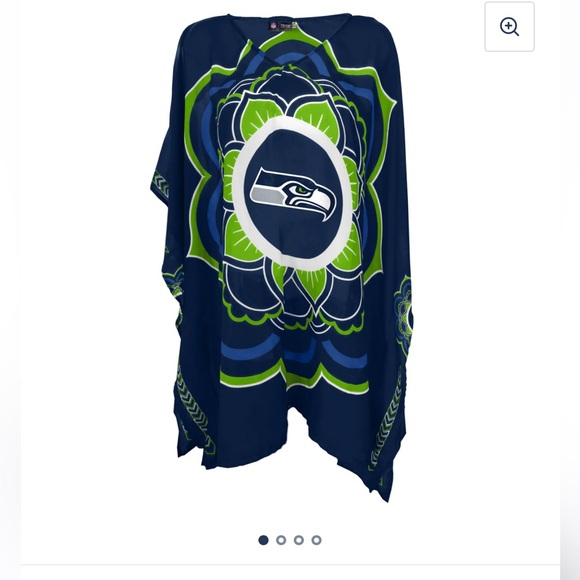 Seattle Seahawks Sheer Caftan with Flower Design Team Colors One Size. - Picture 9 of 10